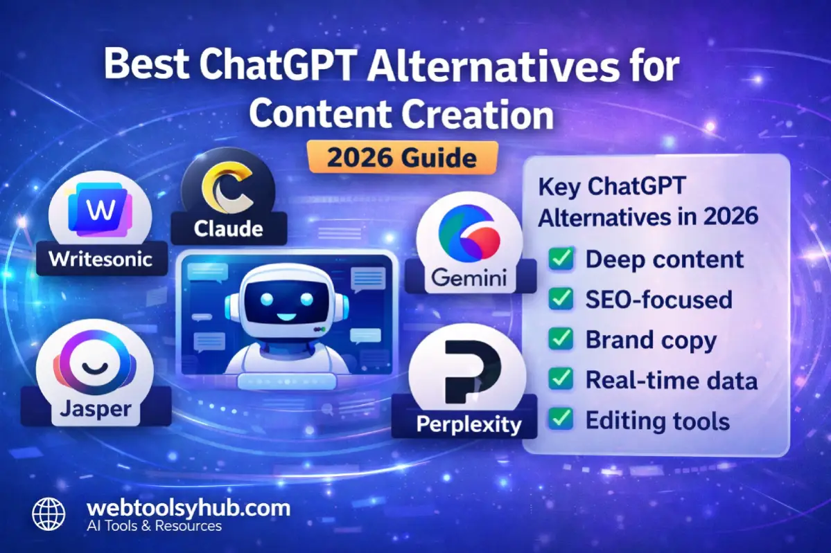 Best ChatGPT alternatives for content creation in 2026 including Claude, Gemini, Jasper, Writesonic and Perplexity AI
